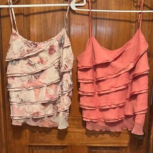 New York & Company Pink and Floral Ruffled Camisoles
